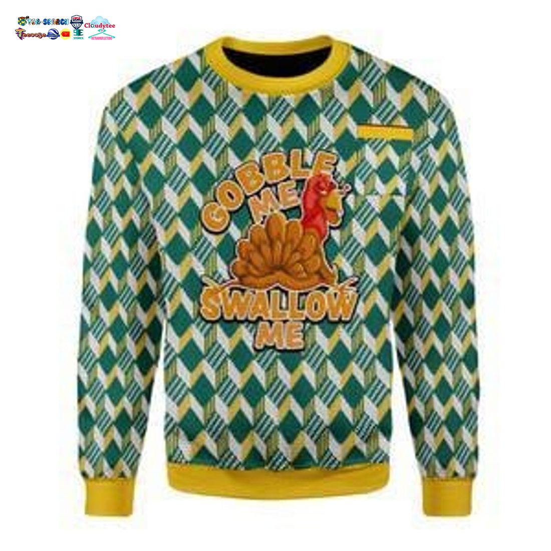 Turkey Gobble Me Swallow Me Ugly Christmas Sweater