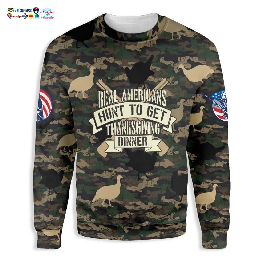 Turkey Real Americans Hunt To Get Thanksgiving Dinner Ugly Christmas Sweater