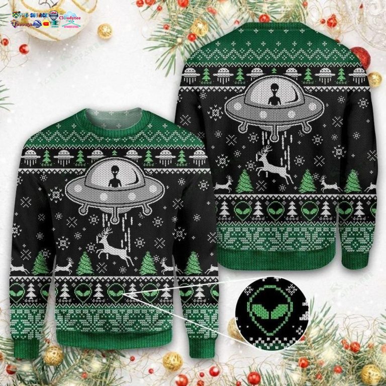 UFO Alien Ugly Christmas Sweater - You look so healthy and fit