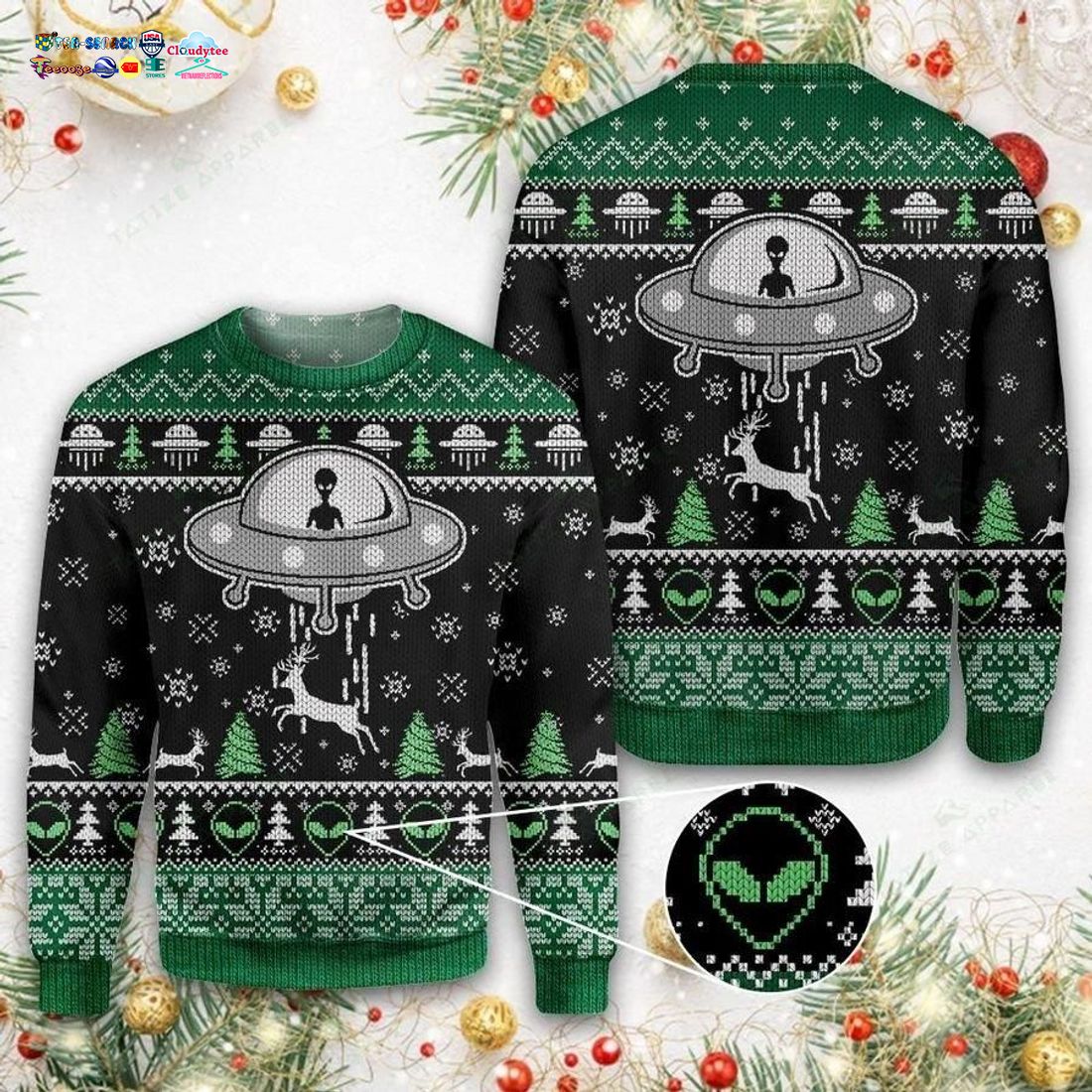 UFO Alien Ugly Christmas Sweater