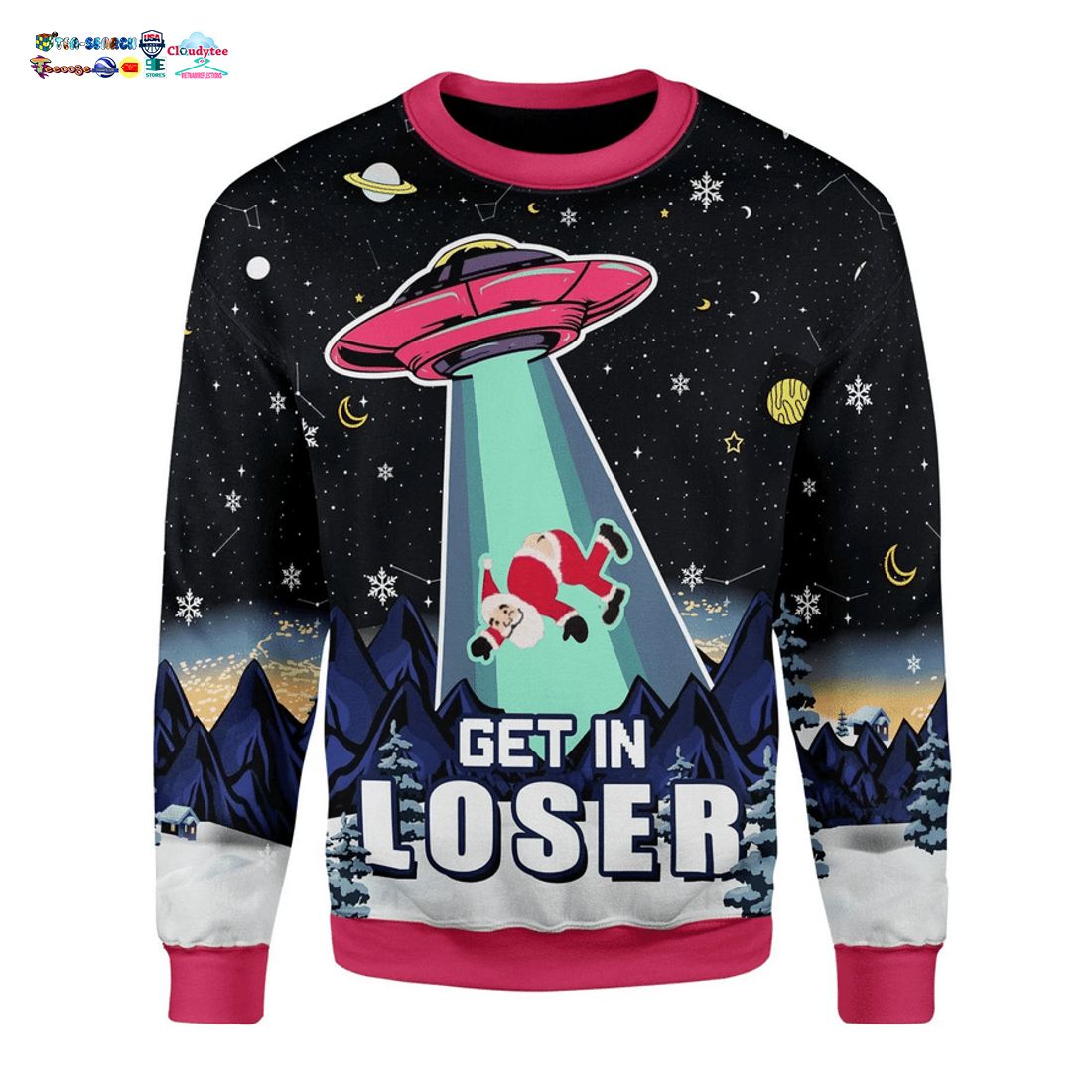 UFO Get In Loser Ugly Christmas Sweater
