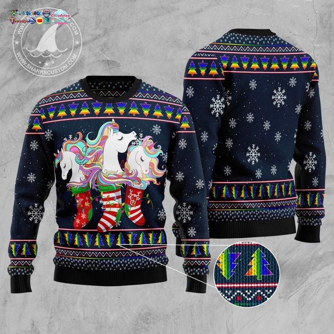 Unicorn Chistmas Sock Ugly Christmas Sweater