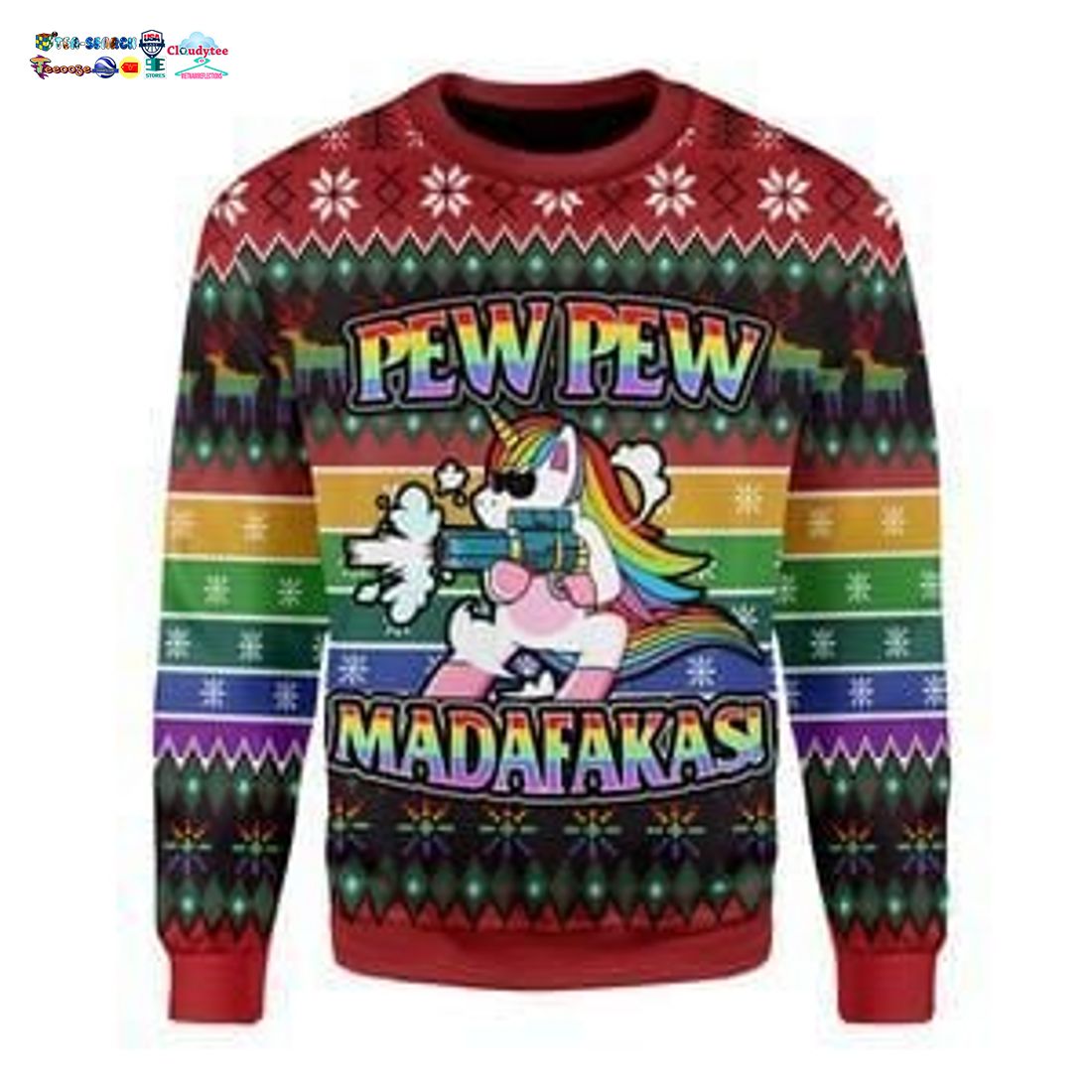 Unicorn LGBT Pew Pew Madafakas Ugly Christmas Sweater