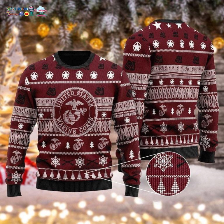 US Marine Corps Ver 2 Ugly Christmas Sweater - Stand easy bro