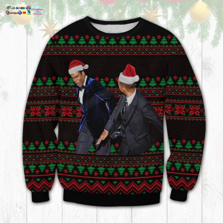 Will Smith Meme The Slap Ugly Christmas Sweater - Nice shot bro