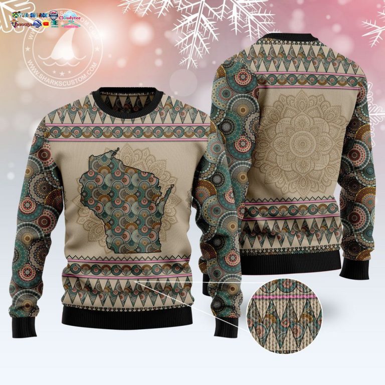 Wisconsin Mandala Ugly Christmas Sweater - Unique and sober