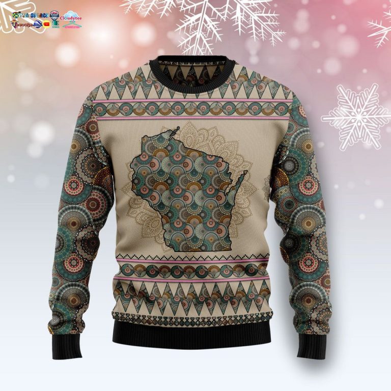 Wisconsin Mandala Ugly Christmas Sweater - Pic of the century